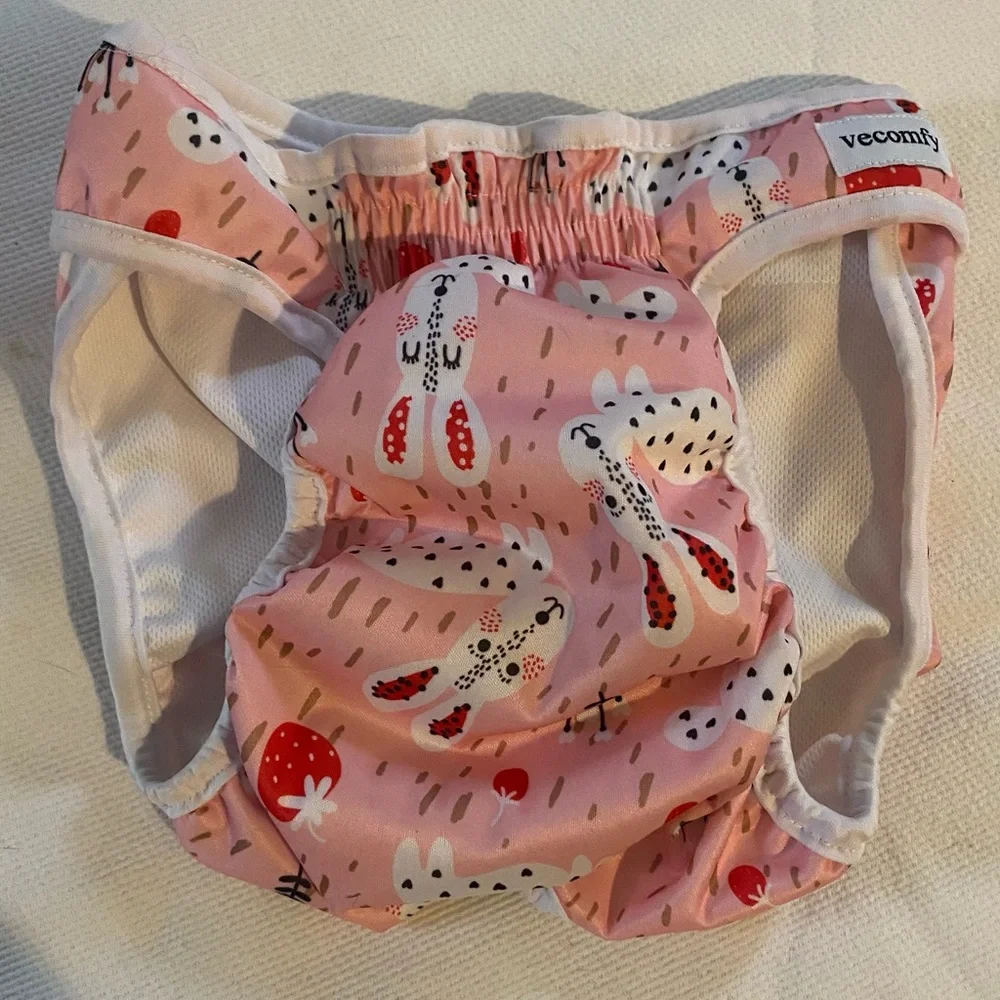 Bunny Rabbit Print Reusable Eco Dog Diaper - Sz Large